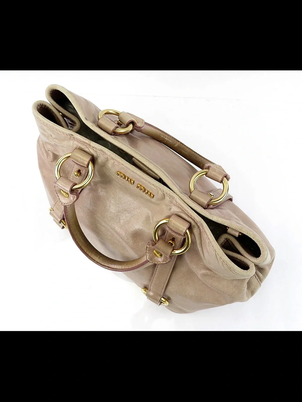 Miu Miu Taupe Leather Top-Handle Tote